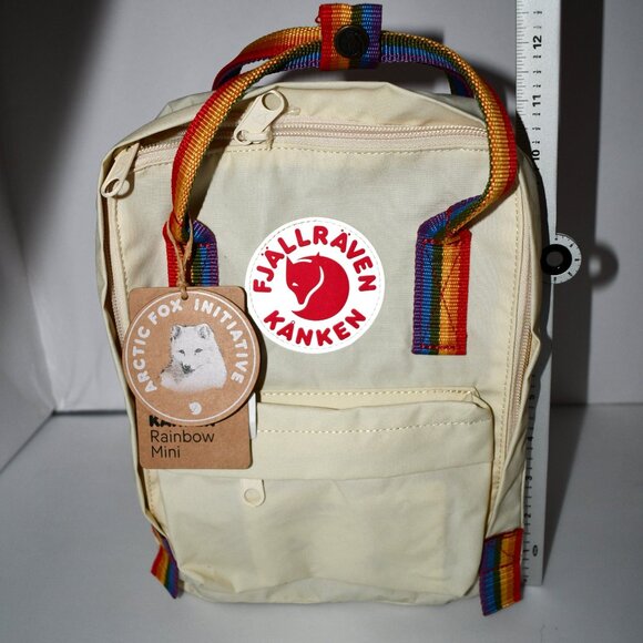 Fjallraven Kanken Rainbow Handle MINI Backpack in Light Oak Rainbow #F23621 NWT main image 6